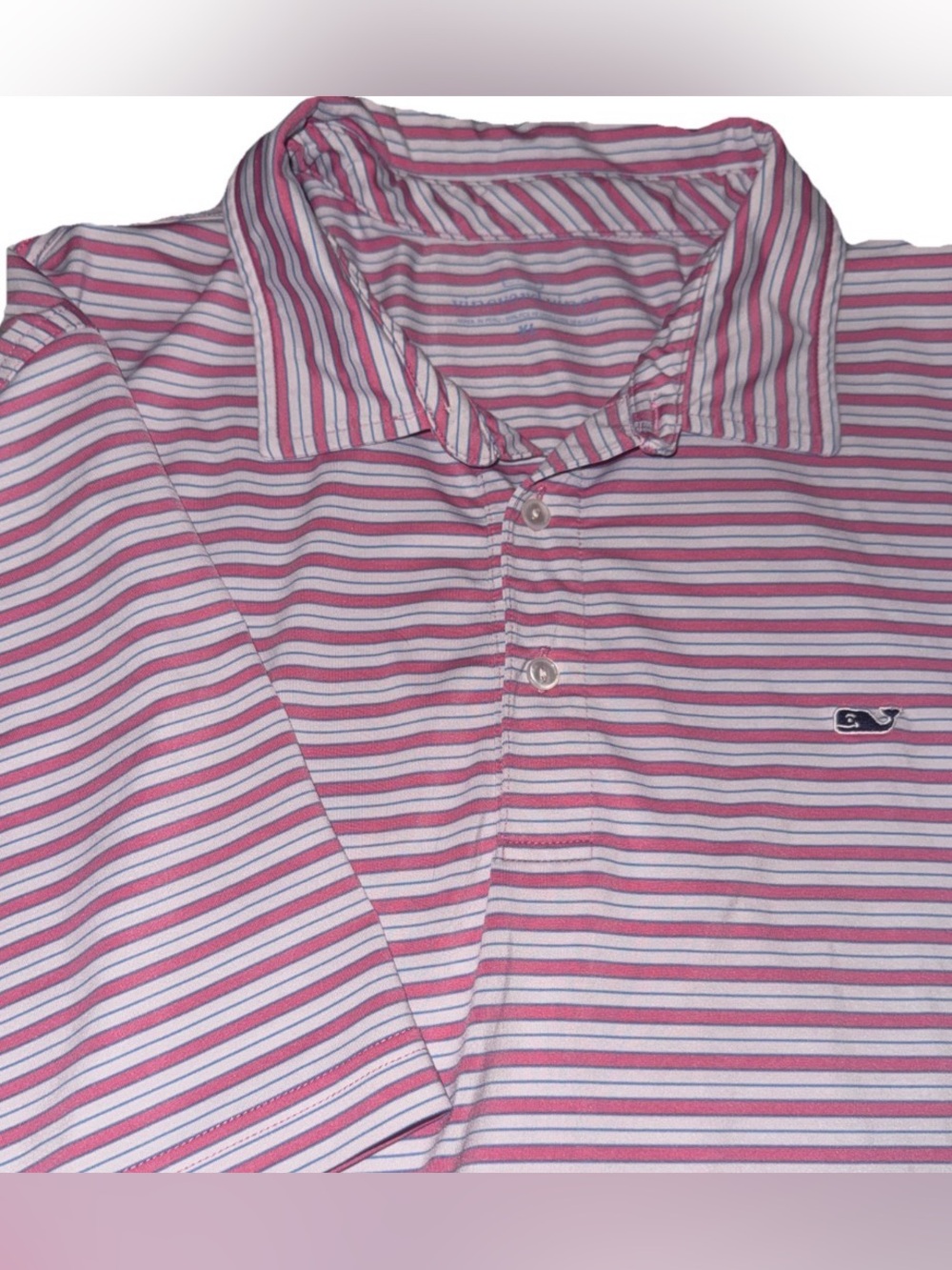 Vineyard Vines Performance Polo Shirt Mens Size XL Stripped Pink Stretch Golf